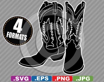 Cowboy / Western Boots Clip Art Image - SVG cutting file Plus eps(vector), jpg, & png