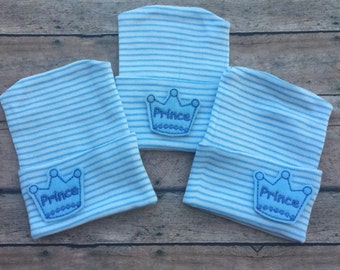 Newborn baby boy hospital hat - newborn hat - hospital hat - baby beanie - prince - baby boy hat - newborn hat - baby shower gift - hat