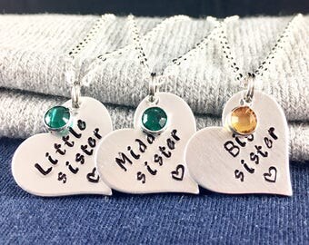 Sister heart necklace, Sister necklace set heart, Sister necklace set of 2, Sister necklace for 3, Sister necklace for 2, Sister necklace 4