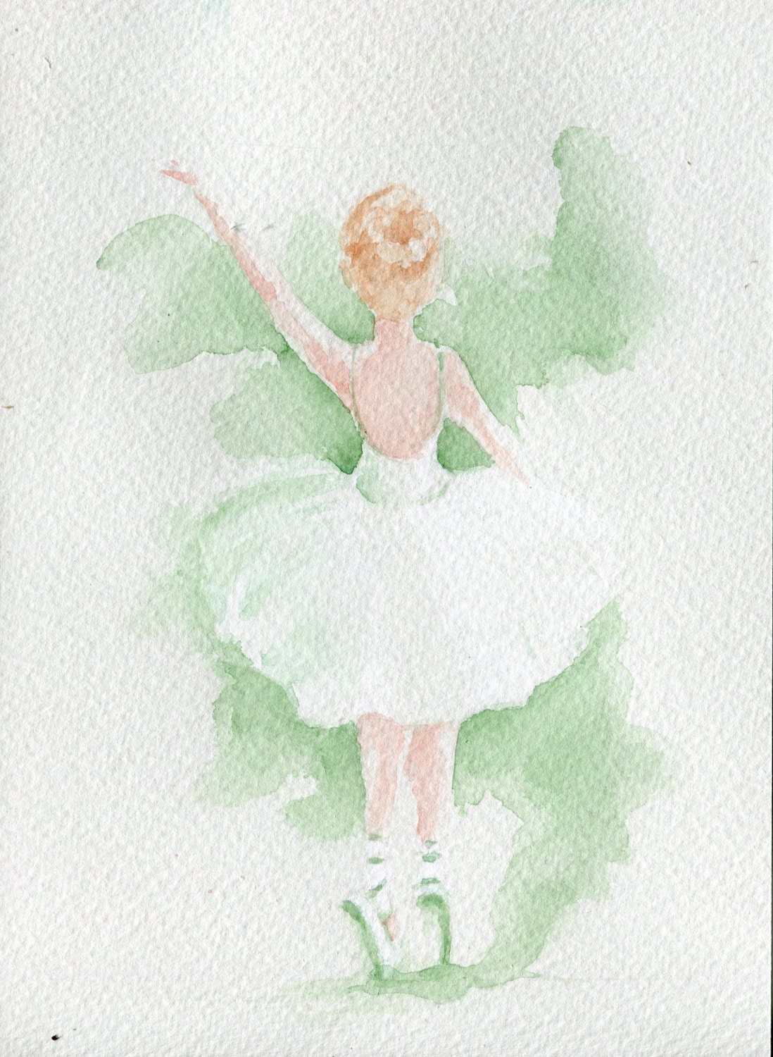 Grüne Aquarell Ballerina malen Ballett Tänzerin