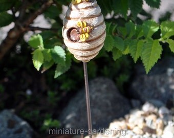 Honey Beehive Stick for Miniature Garden, Fairy Garden
