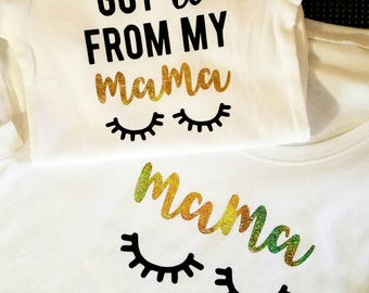 Matching Mother Daughter Outfits, holographic,Mom and Baby Matching, Mommy and Me Outfits, Mother Daughter Shirts, I got it from my mama
