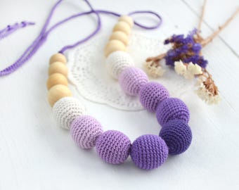 Purple Nursing Necklace - Teething Necklace - Breastfeeding necklace - Mommy necklace - Baby Shower Gift - Purple gradient