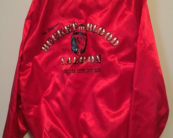 Vintage bucket of blood saloon satin bomber jacket mens xl great shape