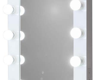 Hollywood Impact Lighted Vanity Mirror w/ LED Bulbs & Dual Outlets