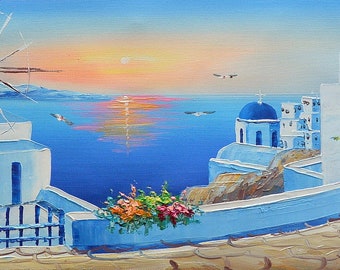 Santorini painting | Etsy