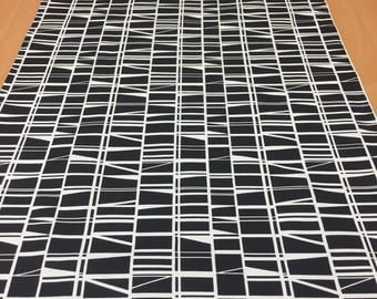 Black and white table runner, geometric motif, modern style, home decor, great gift