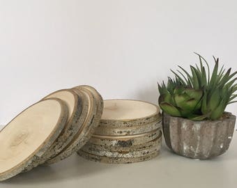 Set of 10 (5-5.5") Aspen Wood Slices - Large Wood Slices - Centerpieces - Wood Slab - Rustic Wedding Decor - Tree Slices - Wood Discs -