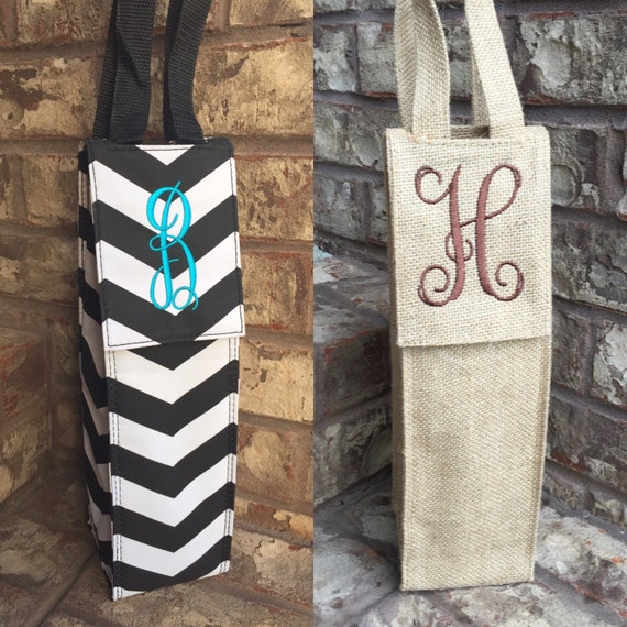 monogrammed insulated wine tote