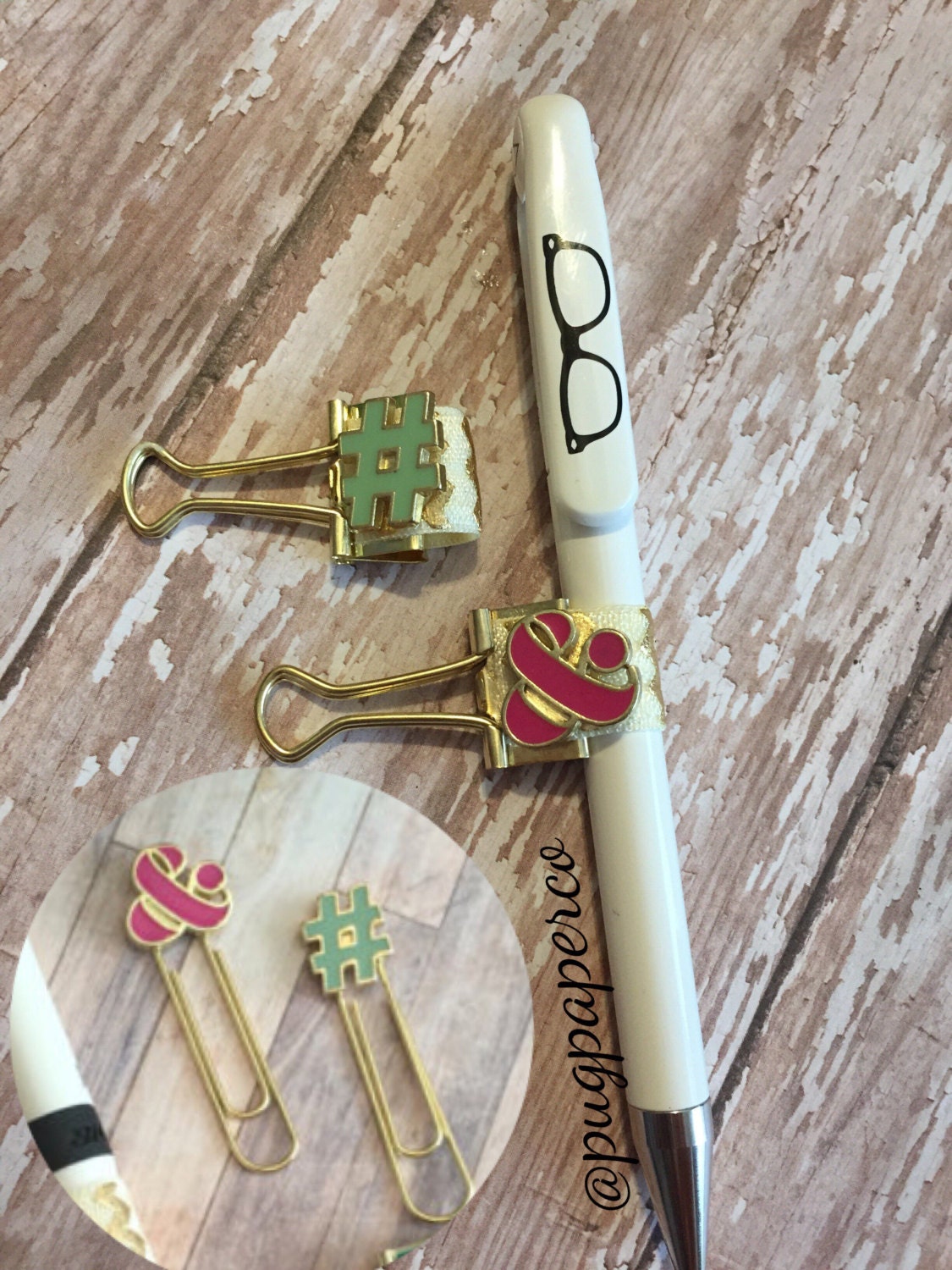 Hashtag or Ampersand Repositionable Pen Loop