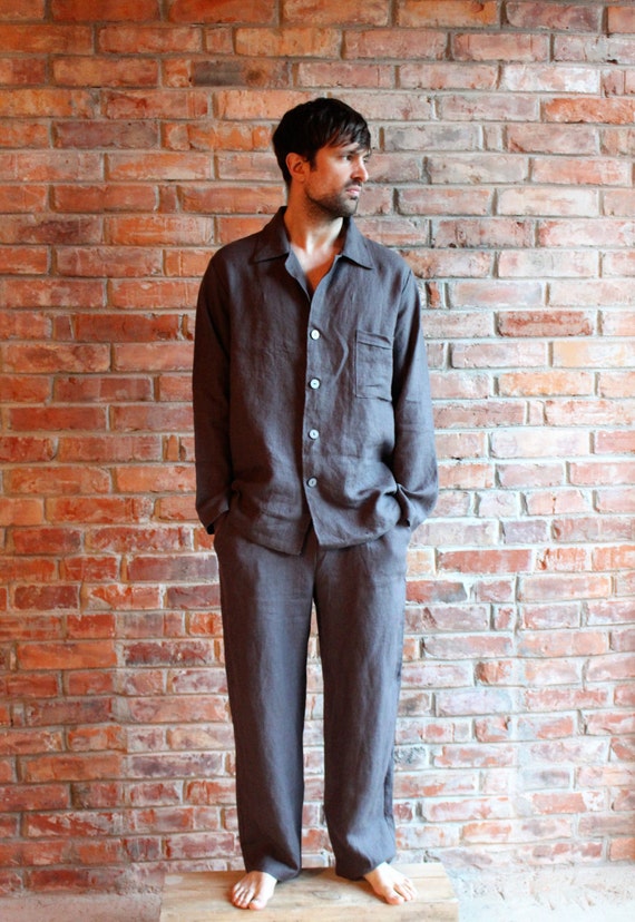 Mens Linen Suit Homewear Linen PyjamasLinen Sleepwearnight