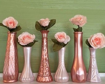 Gold Vases, Rose Gold Wedding, Rose Gold Centerpieces, Blush, Petal, Pink Vases, Rose Gold Decor, Gold Vases, Gold Wedding, Gold Vases