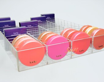 Acrylic Makeup Organizer For Ikea Alex 56 compartment drawer divider storage Blush, powder compact foundation