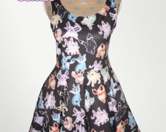 Eeveelution Dress Pokemon Inspired Eevee Skater Dress Eeveelutions Dress Nintendo*MADE 2 ORDER* Sz XS through 5XL