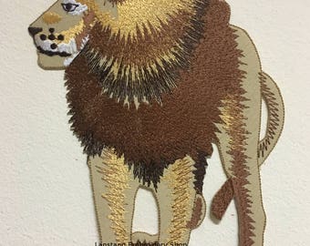 Lion embroidered Iron on back patch | Large patch, Size W6 1/2xH9 1/2"