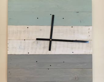 Large Wall Clock, Wooden Wall Clock, Reclaimed Wood Wall Clock, Wall Clock, Pallet Wood Clock, Square Clock, Rustic Clock, Shabby Chic Clock