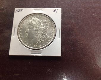 1889 Morgan silver dollar