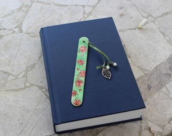 bookmark, roses, leaves, wood burn, wood art, pyrography