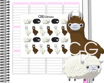 Kawaii Alpaca & Sheep Stickers | Planner Erin Condren Plum Planner Filofax Sticker