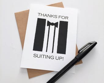 Groomsmen Thank You - Groomsman Thanks - Best Man Card - Groomsman Gift - Best Man Gift - Thanks for Suiting Up