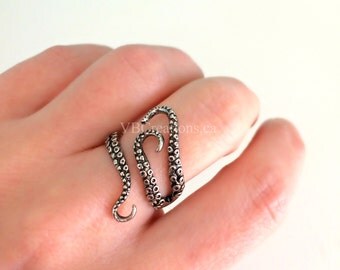 Octopus Ring - Tentacle Ring - Squid Ring - Ocean - Octopus Jewelry - Ajustable Ring - Creature of the sea - Titanium Metal - Gift Jewelry