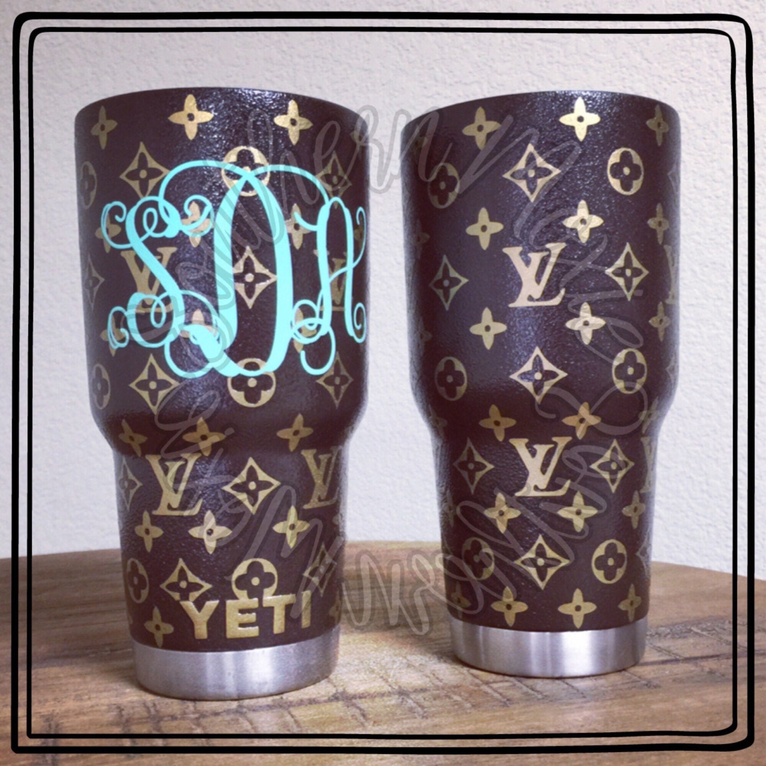 Louis Vuitton-inspired customized Yeti cups