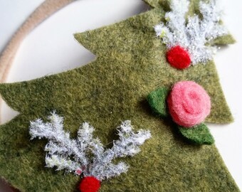 Christmas Tree Headband - Felt Christmas Tree - Mistletoe - Decorative Christmas Tree - Baby's 1st Christmas
