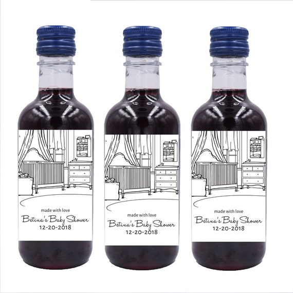 Personalized Mini Wine Bottle Labels Custom Baby shower mini