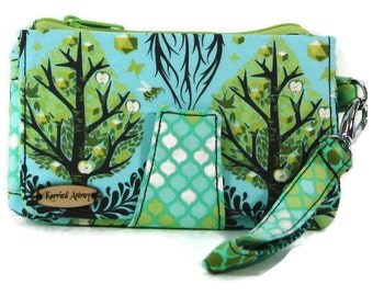 Tree of Life , Organizer wallet, Passport holder women, Credit card wallet, Fabric wristlet, clutch bag, iPhone wallet case card holder