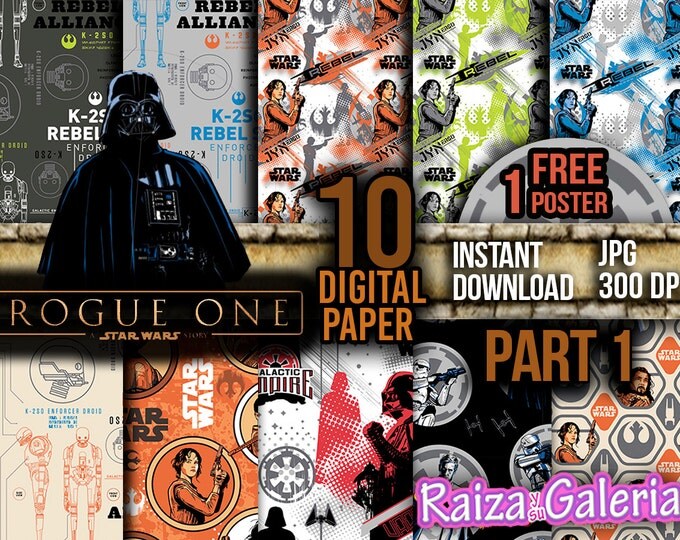 AWESOME Disney Star Wars - Rogue One Digital Paper PART 1. Instant Download - Scrapbooking - Star Wars - Rogue One Printable Paper Craft!