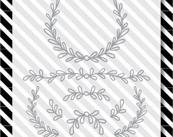 wreath svg cut file - leaf design pack - svg laurel design- dxf file - svg cut file - wreath svg - laurel cut file - dxf laurel -leaf vector