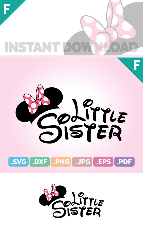 Download Little Sister Mouse Ears Cut File Ribbon Sister Quotes SVG