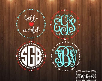 Monogram arrow circle group svg file, hello world svg, arrows svg, Valentine svg, svg cut file, silhouette studio, cricut design space svg