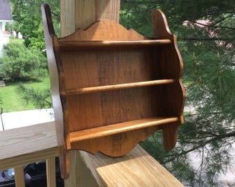 Wood Curio Shelf, Solid Wood Three Shelf Decorative Wall Hanging Display Shelves