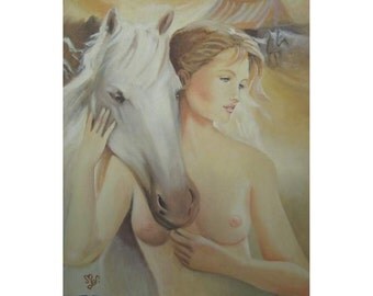 The equestrian Venus female portrait, oil painting