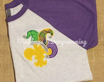 Fleur de Lis Mardi Gras Shirt - Adult Shirt - Louisiana Shirt - Mardi Gras - Baseball Shirt