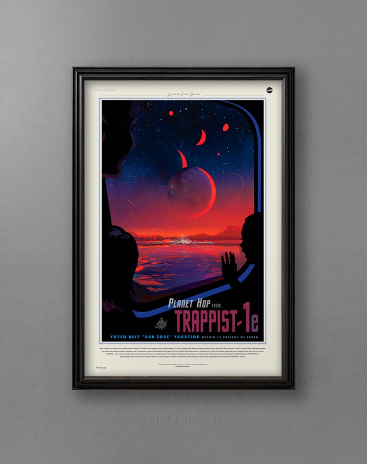 NASA Travel Poster Trappist 1E JPL Exoplanet Art Space