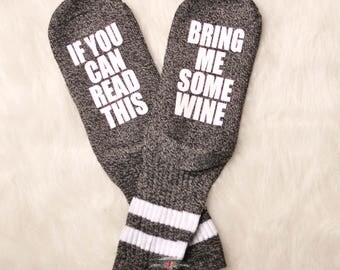 If you can read this socks customized wine socks funny socks women wine beer socks wine socks gift for her Christmas gift custom socks