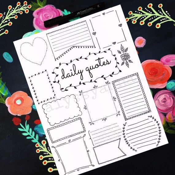 Blank bujo boxes. Printable bujo. Bulet journal. by ALYSSYANNA