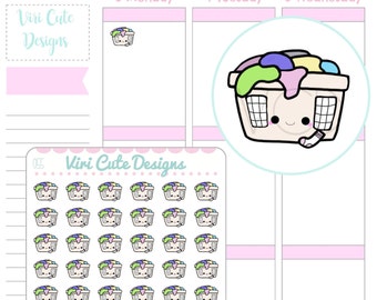 Kawaii Laundry Stickers, Laundry Sticker, Hand drawn Stickers, Chores Stickers, Kawaii stickers, Kawaii Planner Stickers | 055
