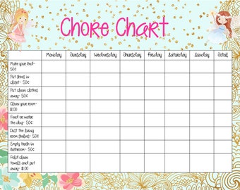 Editable chore chart | Etsy