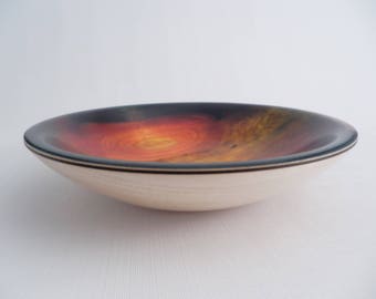 Decorative Wooden Bowl Maple Sunburst Pattern Glossy Hand Turned