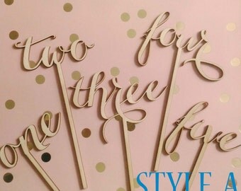 Laser cut wooden table numbers