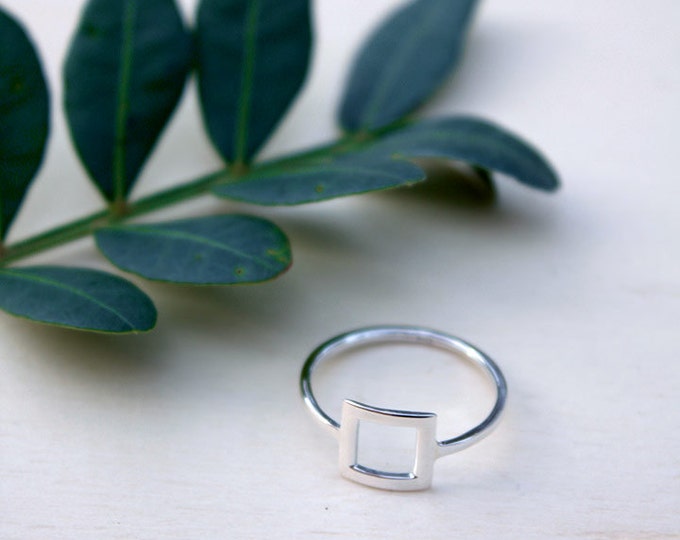 Sterling silver ring, silver jewelry, minimalist ring, boho jewelry, square ring, geometric ring, gift for women, womens gift, birthday gift