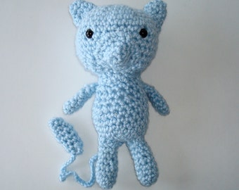 Mew Amigurumi, Crochet Stuffie, Pokemon Plush, Handmade Stuffed Mew, Child's Gift, Child's Stuffed Toy, Handmade Blue Mew, Made To Order