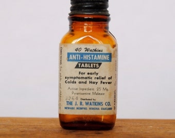 Vintage 40 Watkins Anti-Histamine Tablets Bottle