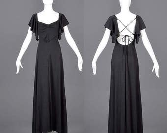 Basic long sleeve black maxi dress morticia addams