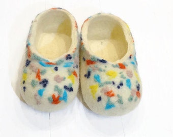 Kids Slipper Felt Slipper Wool Slippers Child Slippers Winter Slipper Warm Slipper Woolen Slipper Felted Slipper Baby Slippers White Slipper