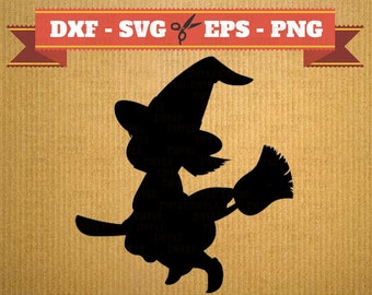 Witch svg vector files for cricut, halloween cutting files, clipart witch, DXF files halloween, silhouette witch, svg halloween, cricut