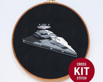 Star Destroyer, Star Wars Spaceship Cross Stitch Kit, StarWars Cross Stitch Easy Kit, Counted Cross Stitch Pattern Instructions